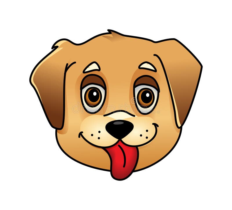 Happy Cartoon Dog Face Illustration - Golden Retriever Puppy Vector