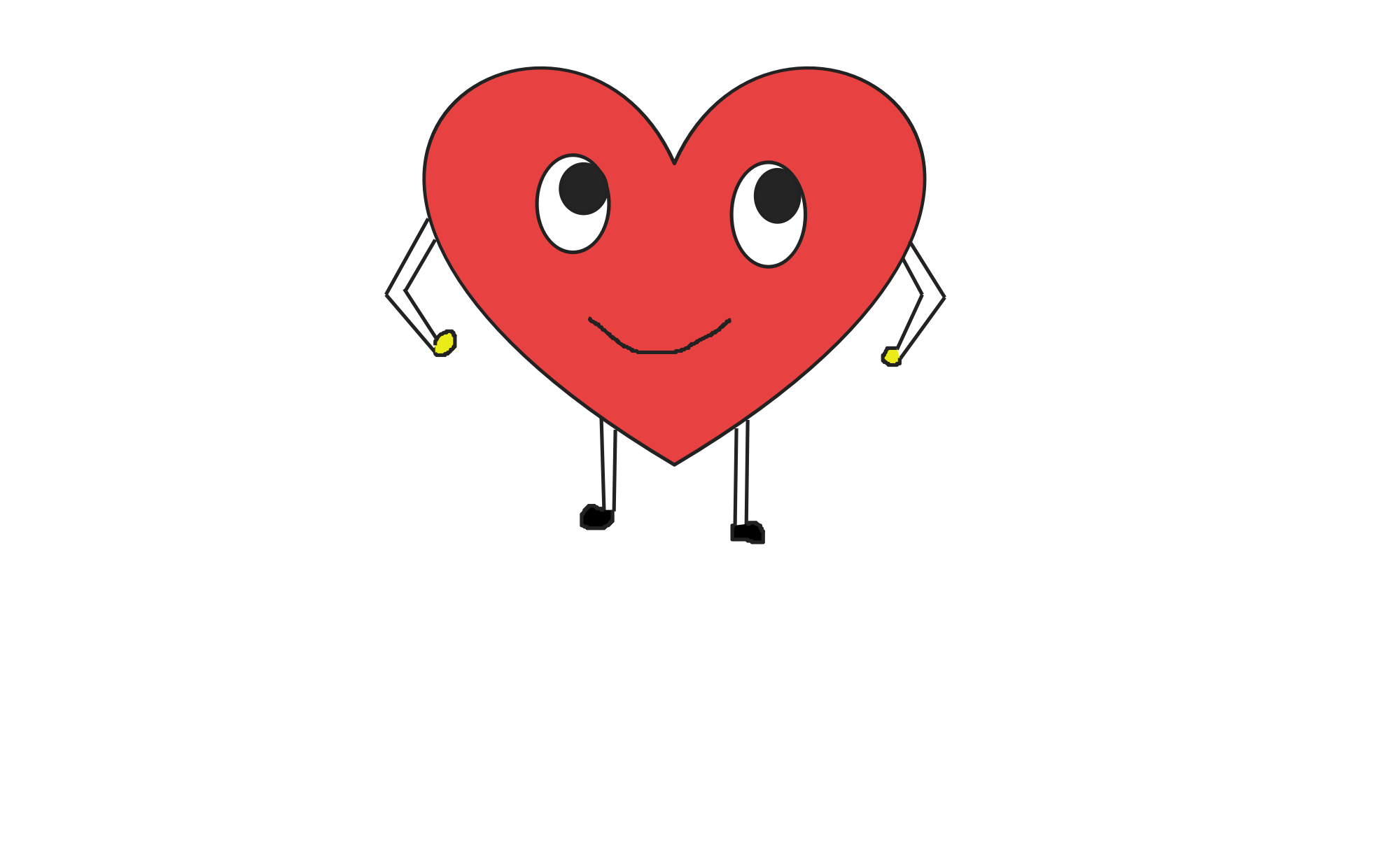 Happy Cartoon Heart Character - Cute Vector Illustration
