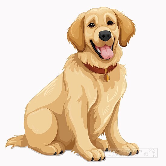 Happy Golden Retriever Sitting Dog Vector Illustration