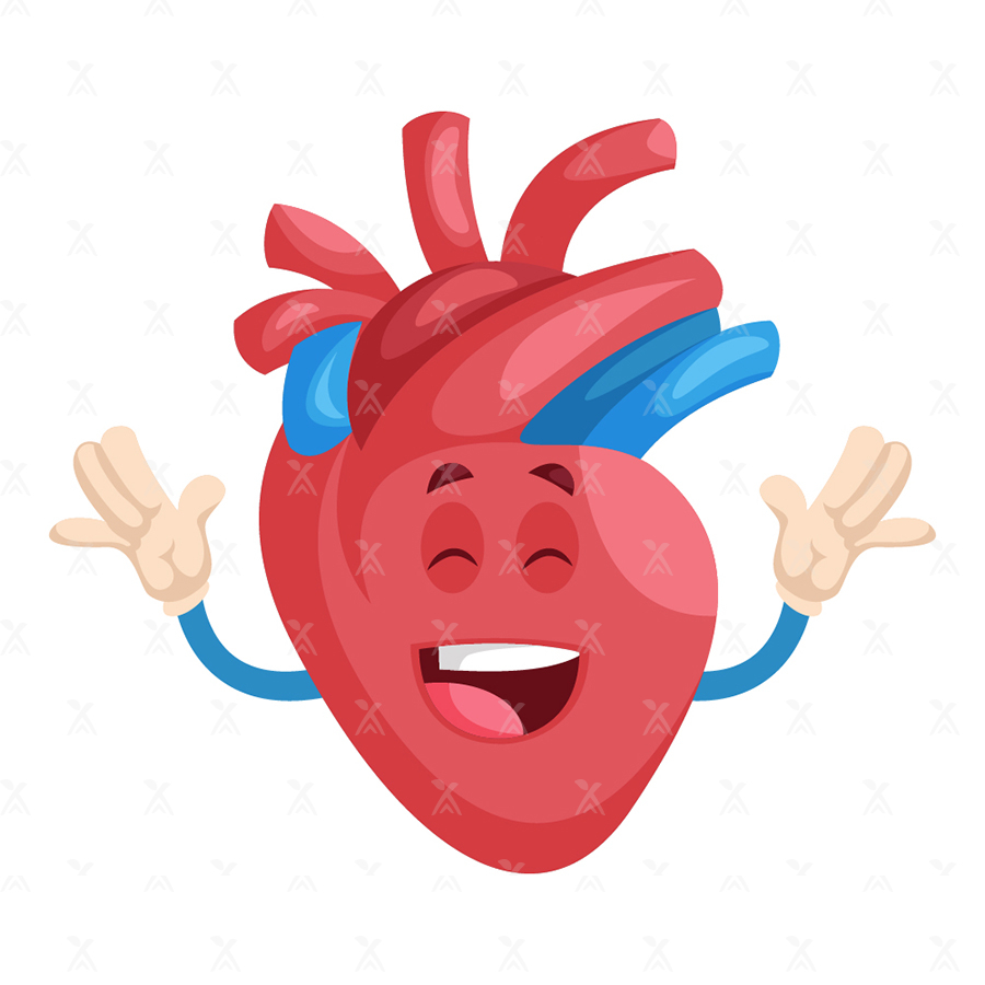 Happy Healthy Heart Cartoon Character Illustration