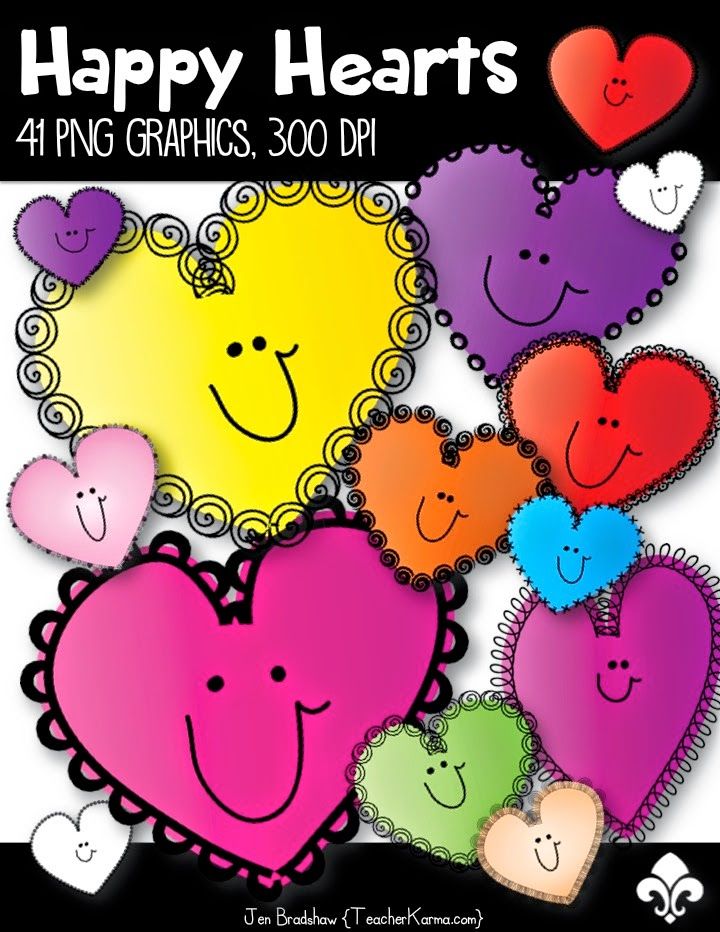 Happy Hearts Clipart | 41 Colorful Smiling Heart PNG Graphics