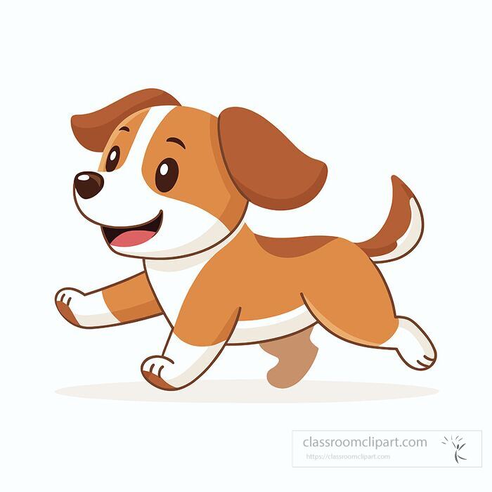 Happy Running Dog Clipart - Free Cartoon Illustration
