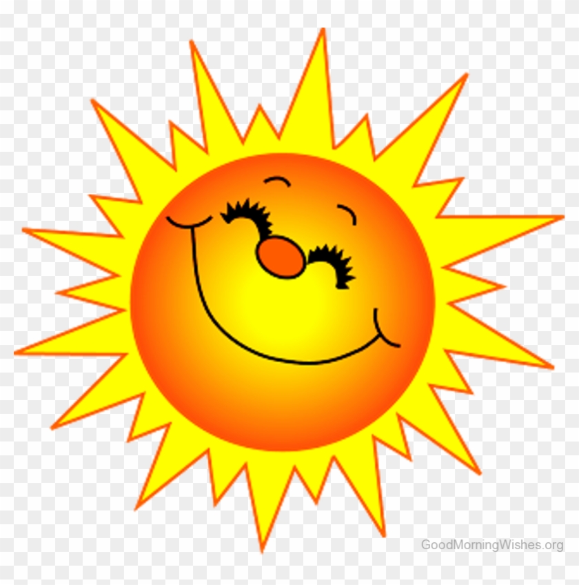 Happy cartoon sun with a smiling face and yellow rays on a transparent background.