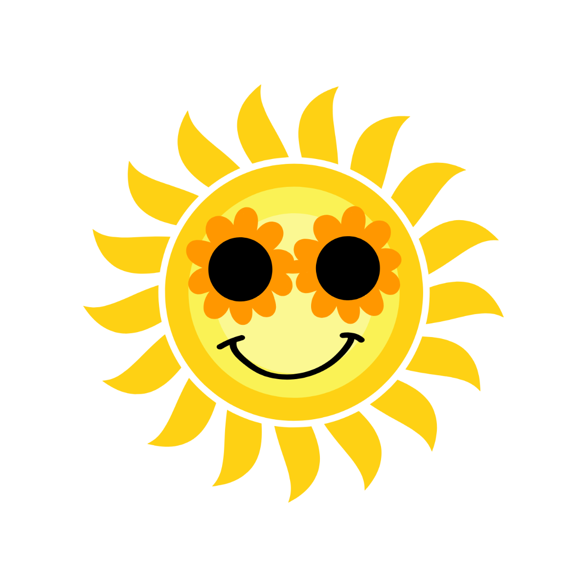 Happy Summer Sun Wearing Flower Sunglasses Clip Art