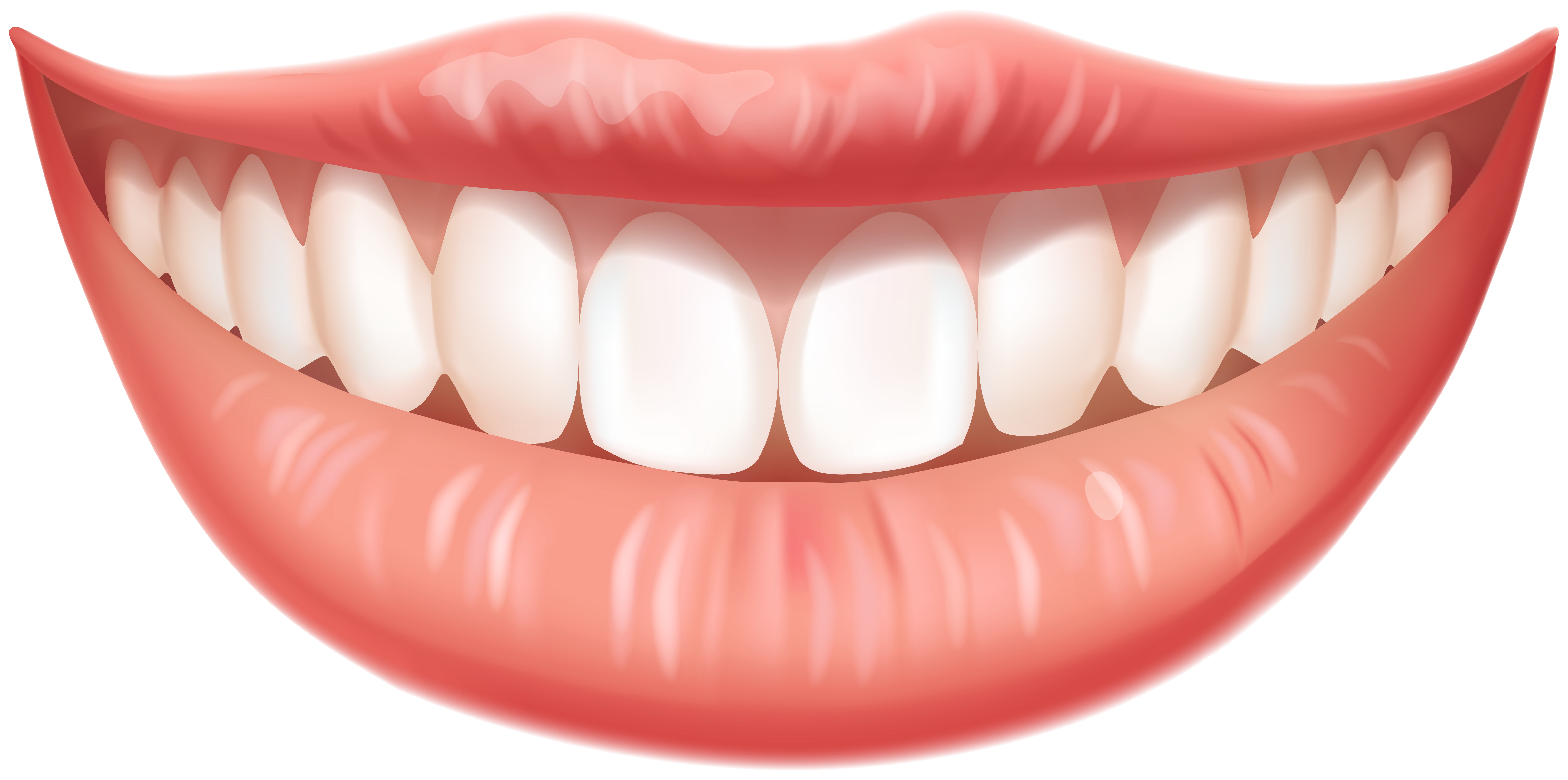 Healthy white teeth smile with pink lips - dental health illustration