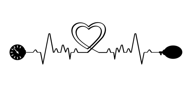 Heartbeat Life Timeline Illustration with Clock and Balloon