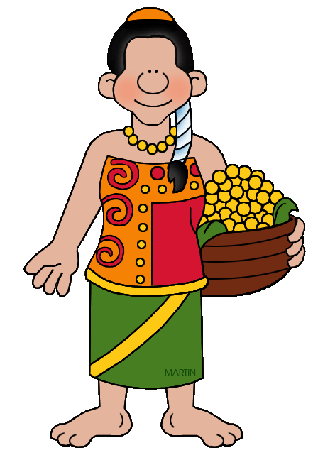 Indigenous Person with Corn Basket Clip Art Illustration