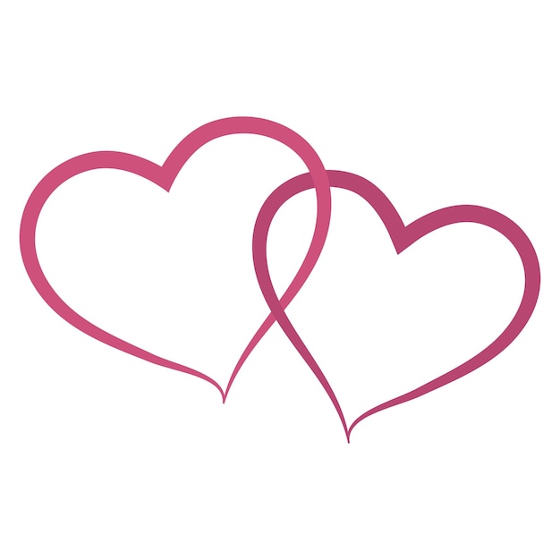 Interlocking Pink Hearts Outline - Romantic Love Symbol Vector