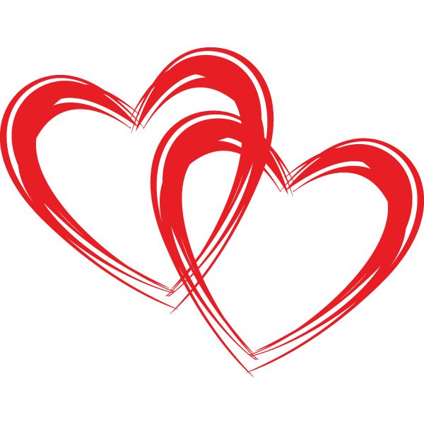 Intertwined Red Brushstroke Hearts Illustration