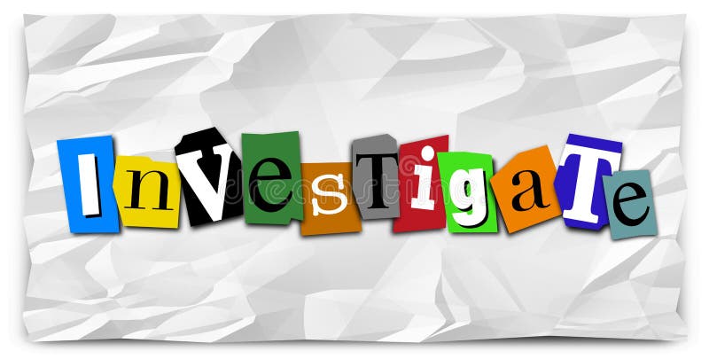 Investigate Concept - Colorful Letter Collage on Crumpled Paper