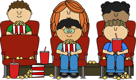 Kids at the Movies: Cartoon Children Watching a Film | Clipart