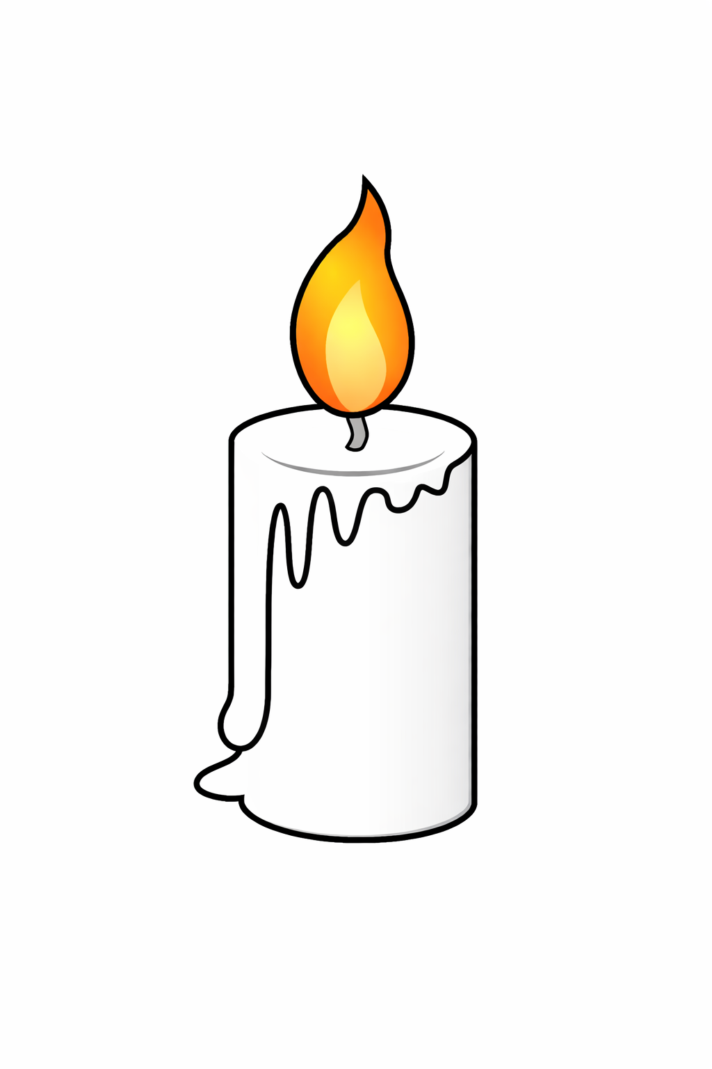 Lit White Candle Clipart with Dripping Wax | Free Vector