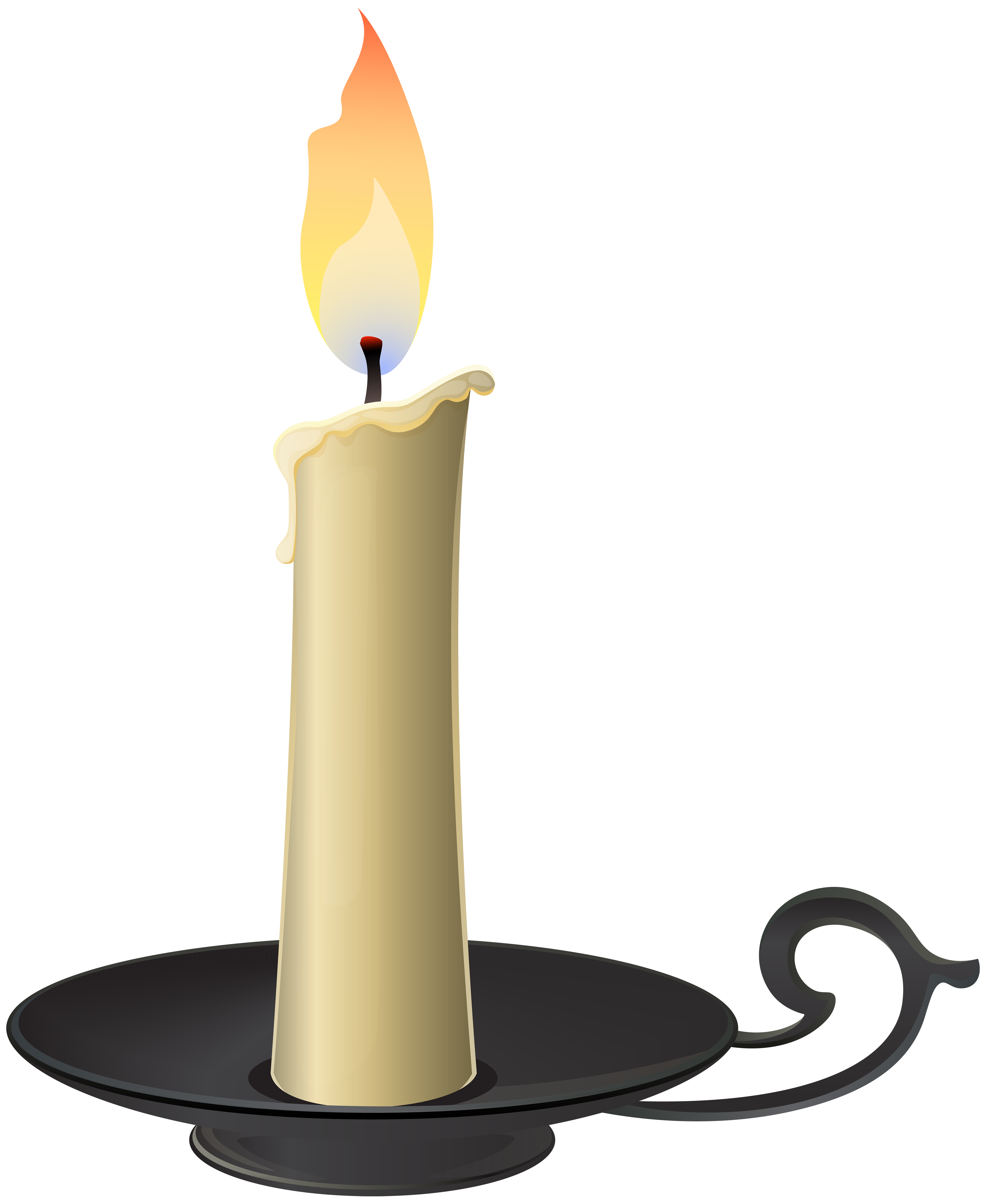Lit Candle Clipart - Free Vector Illustration of Burning Wax Candle