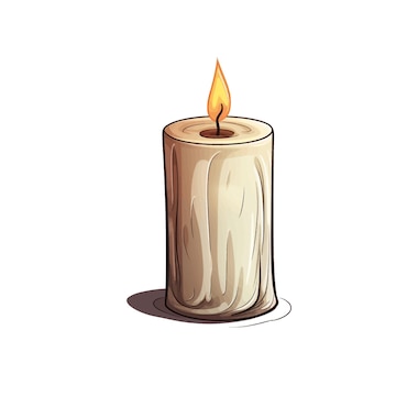 Lit Cream Candle Illustration - Digital Art Asset