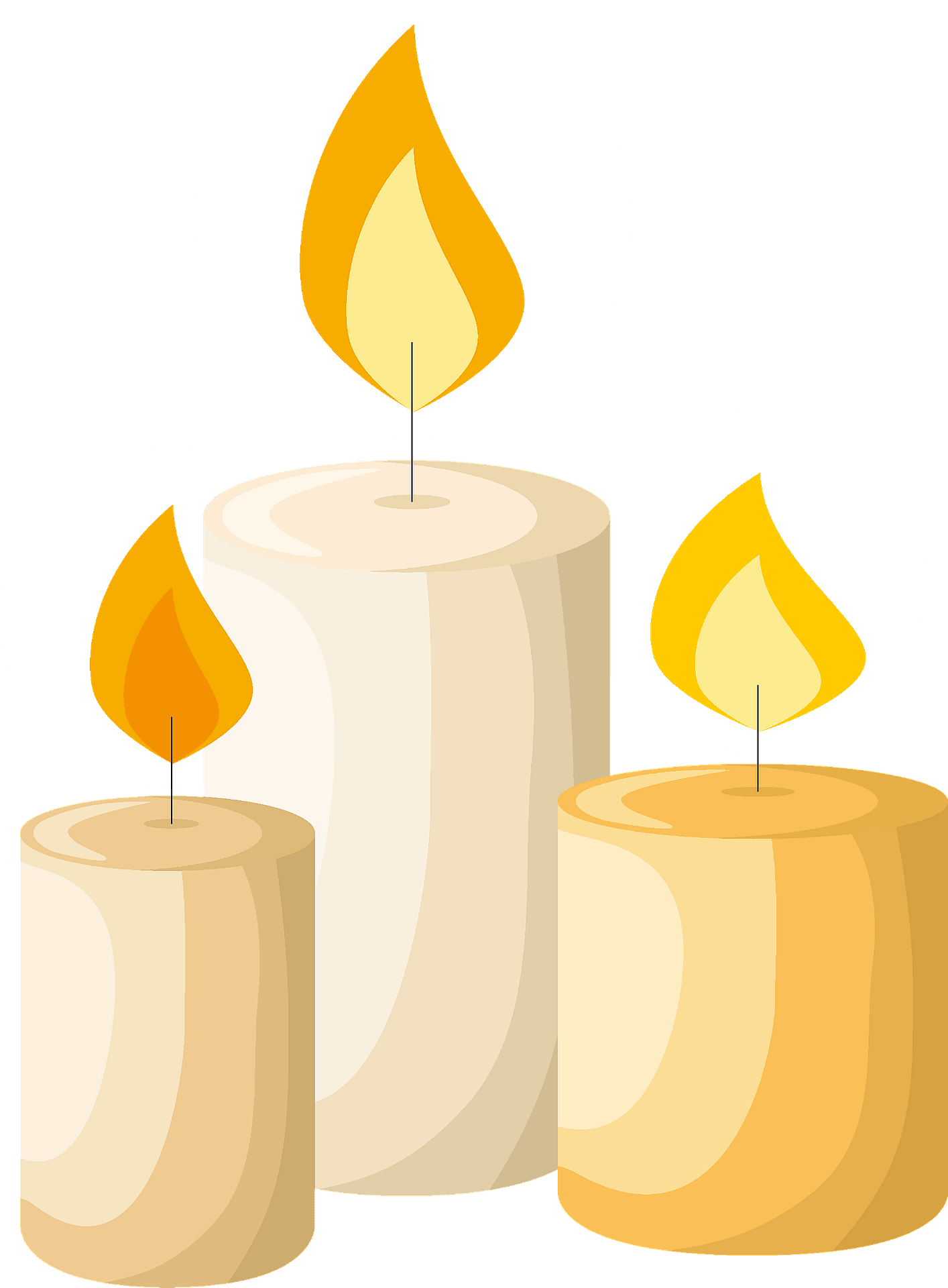 Lit Pillar Candles Vector Illustration | Warm Ambiance Clip Art