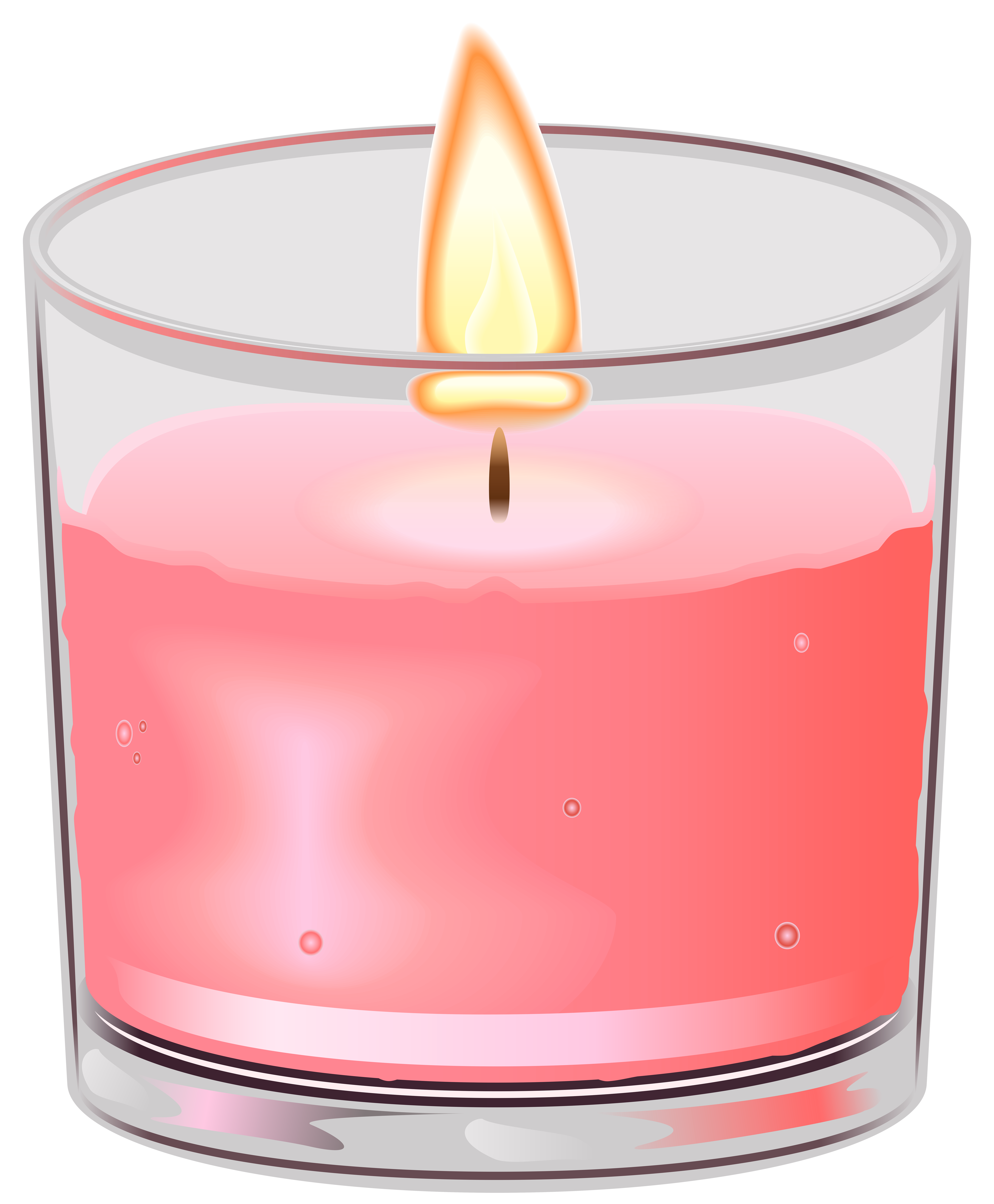 Lit Pink Candle in Glass Jar - Vector Illustration