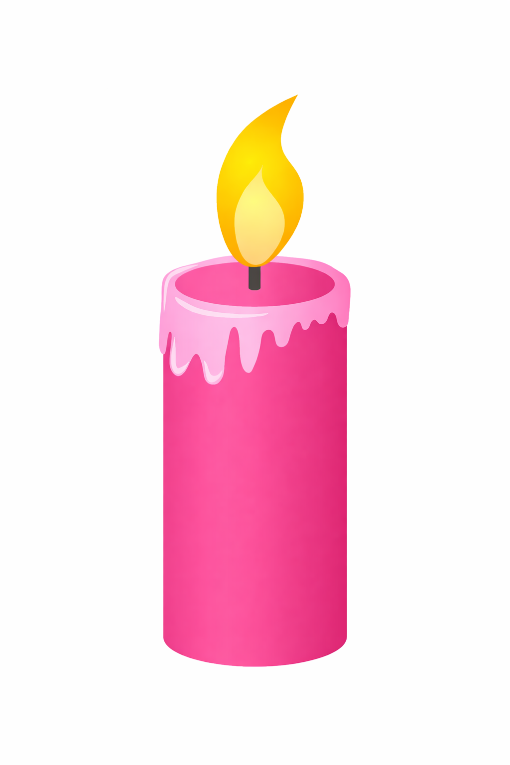 Lit Pink Candle with Dripping Wax | Vector Illustration