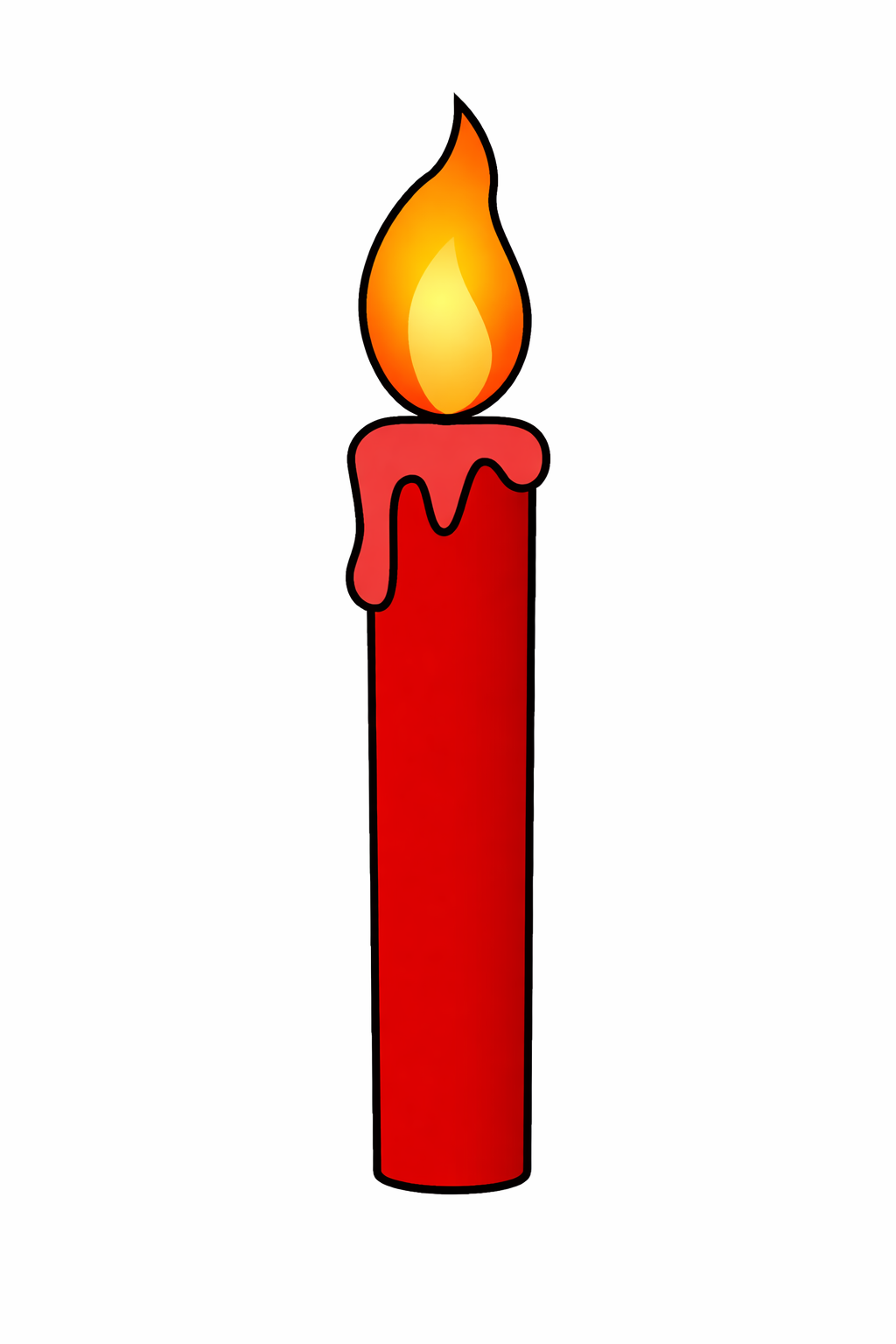 Lit Red Candle Illustration with Dripping Wax
