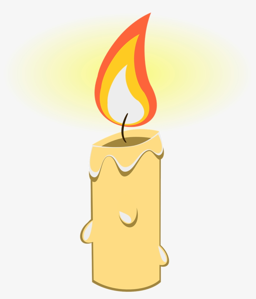 Lit Yellow Candle Illustration - Cartoon Clip Art