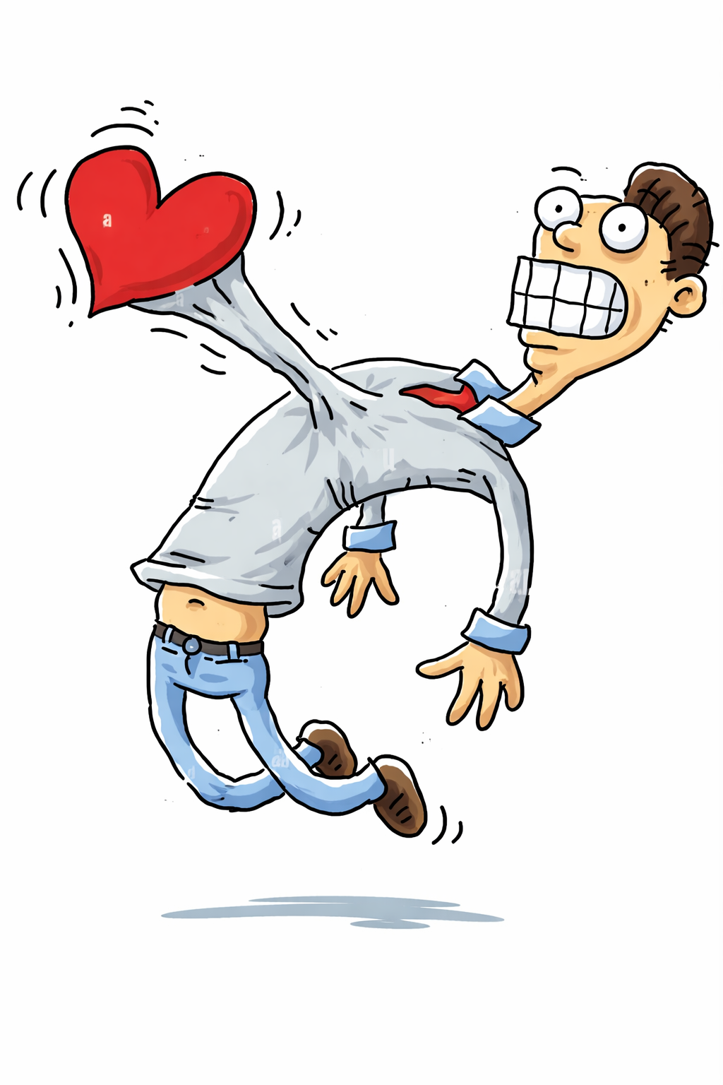 Heartbreak and Rejection Cartoon Illustration