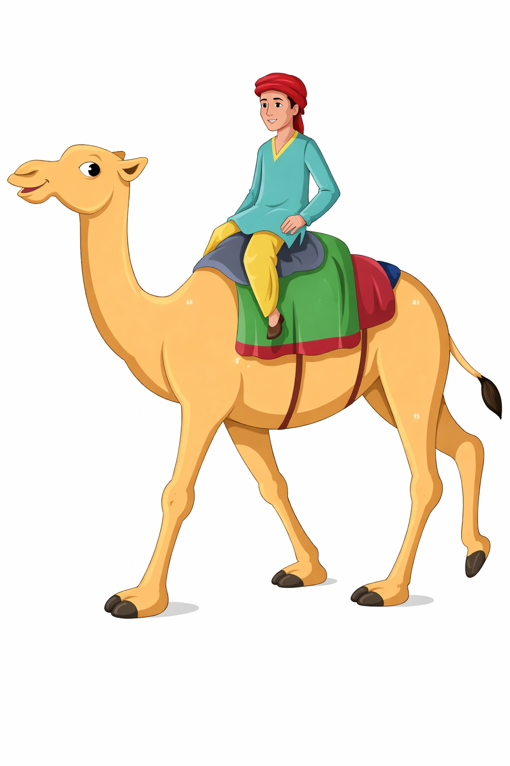 Man Riding Camel Illustration - Traditional Desert Traveler Vector