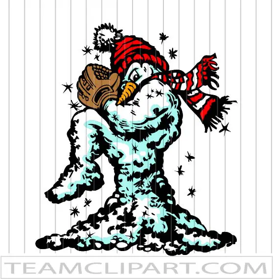 Melting Snowman Clipart - Sad Winter Cartoon Illustration