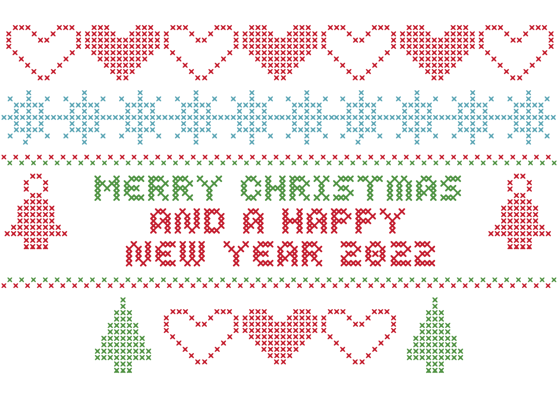 Merry Christmas and Happy New Year 2022 Cross-Stitch Pattern