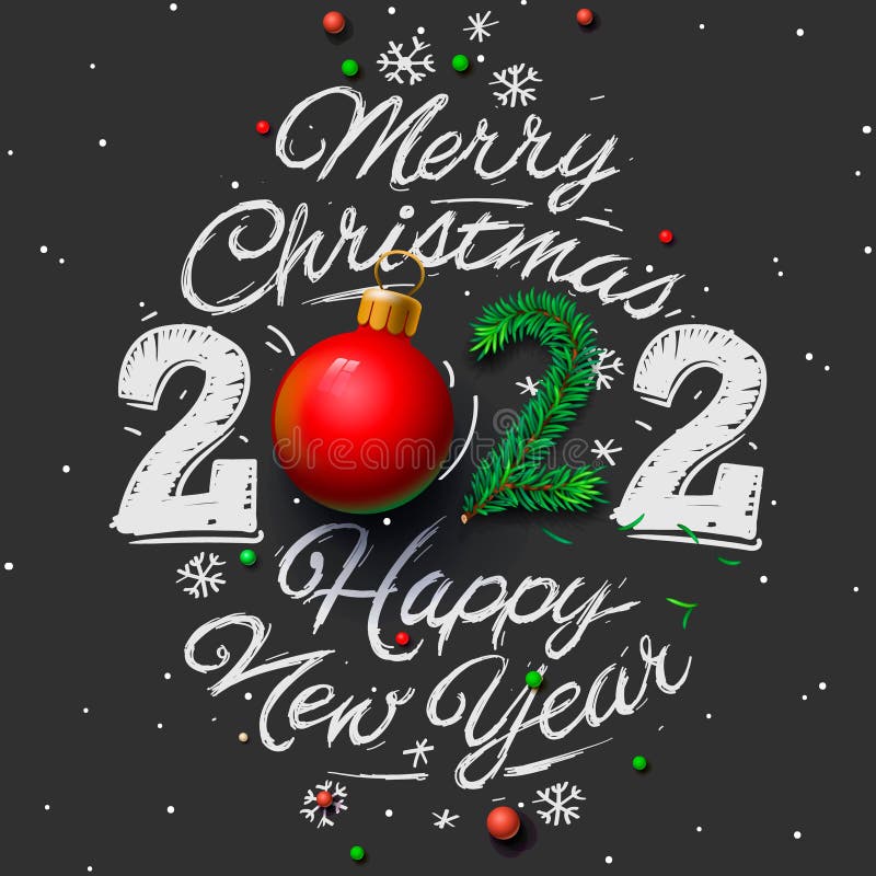 Merry Christmas and Happy New Year 2022 Vector Illustration