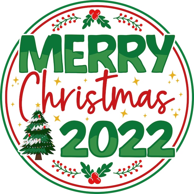 Merry Christmas 2022 Greeting Badge and Holiday Design