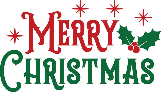 Merry Christmas Greeting - Festive Holiday Design with Traditional Colors