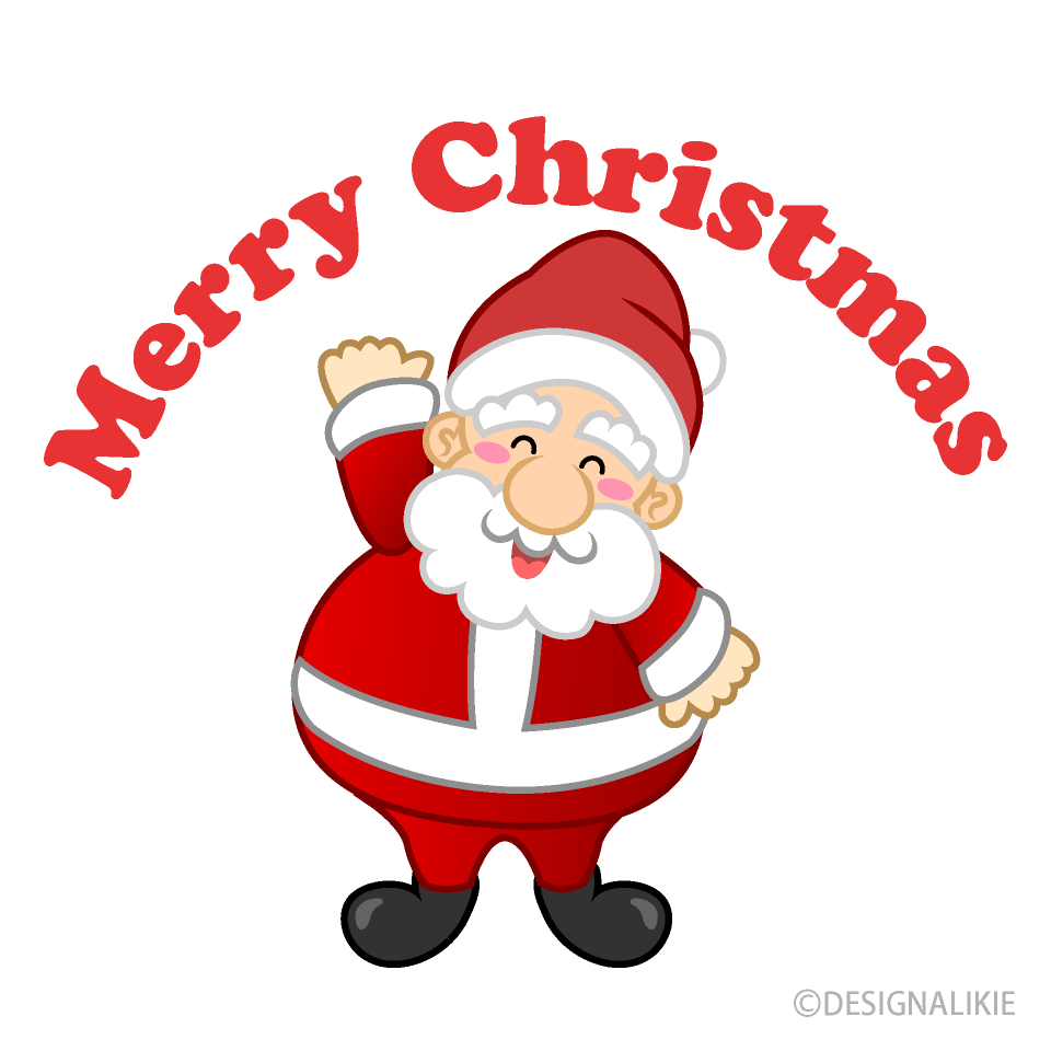 Merry Christmas Santa Claus Waving Cartoon Illustration