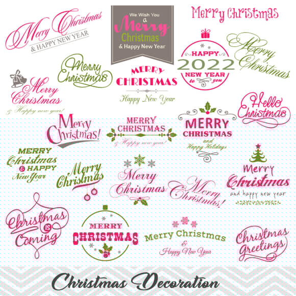 Festive Merry Christmas and New Year Typography Vector Collection