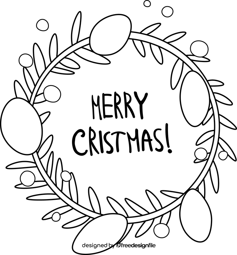 Merry Christmas Wreath Coloring Page | Free Printable Design