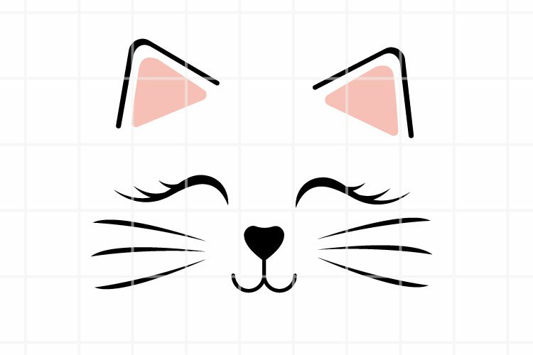 Cute Minimalist Cat Face Illustration - Vector Art Download