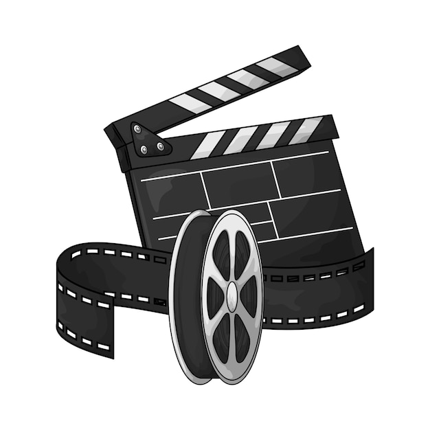 Movie Clapperboard and Film Reel Illustration - Cinema Production Icon