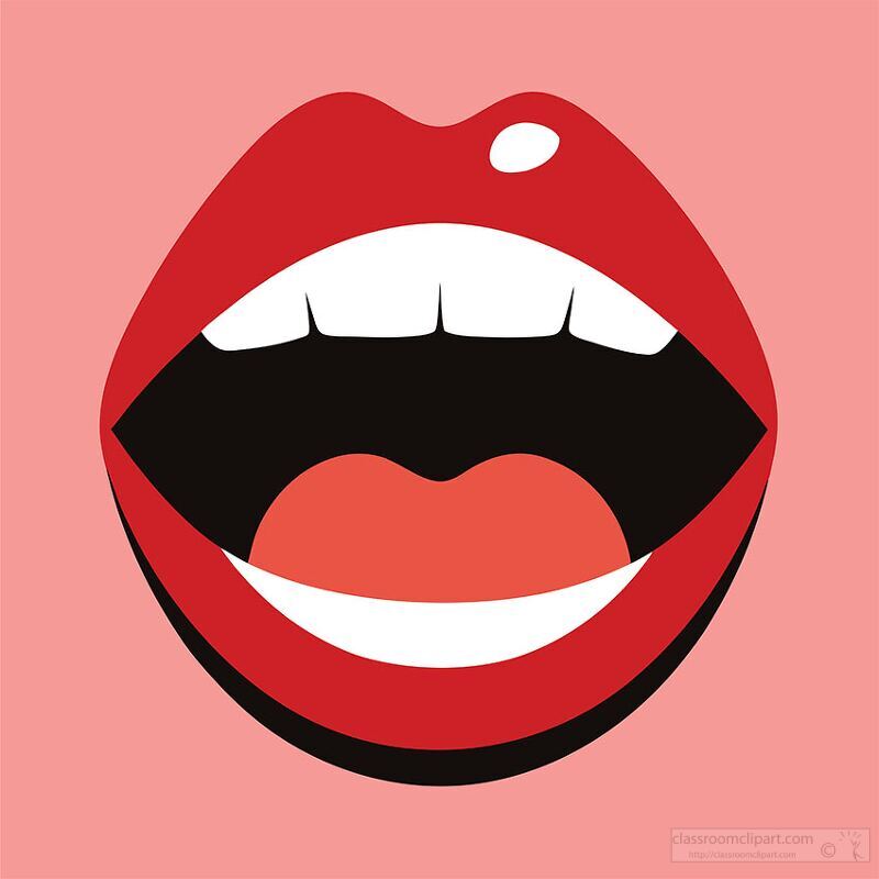 Vector illustration of an open mouth with bright red lips and white teeth