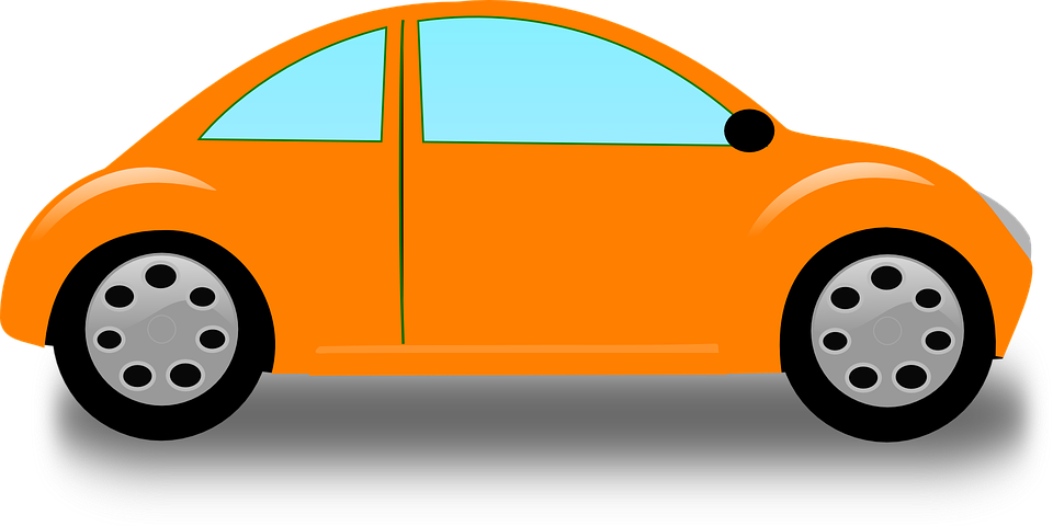Orange Cartoon Car Illustration - Side View Vector