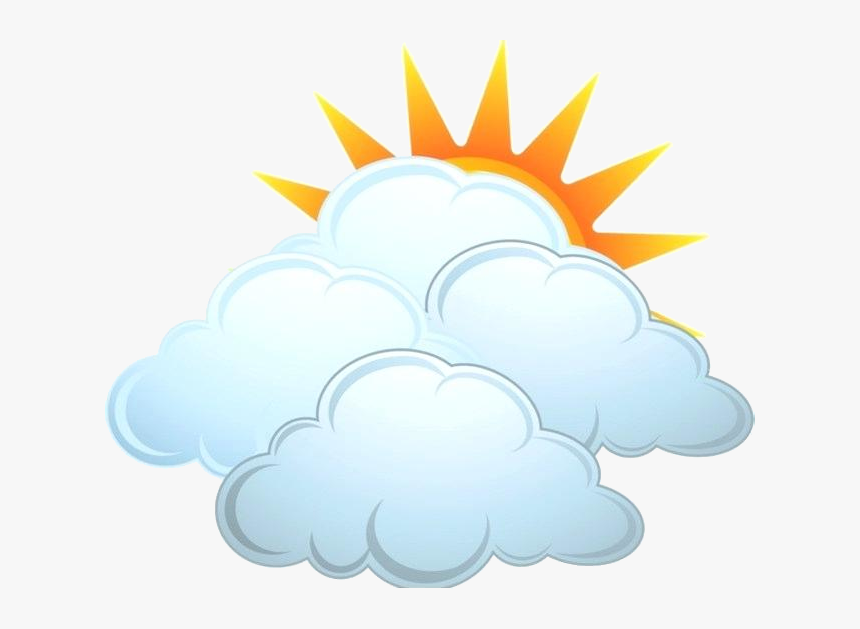 Partly cloudy weather icon with sun behind white clouds