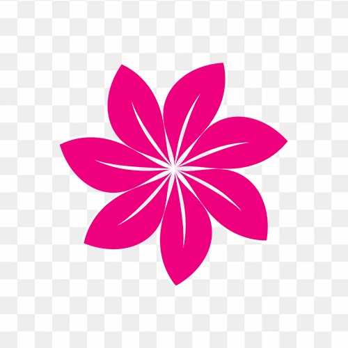 Pink seven-petal flower illustration on transparent background
