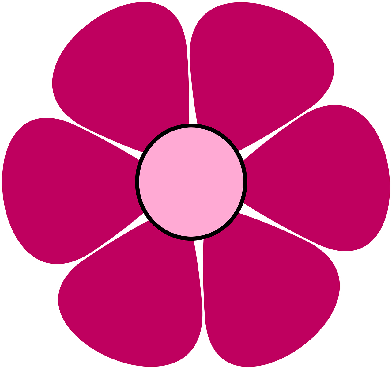 Pink Flower Clipart - Six Petal Flower Icon Download