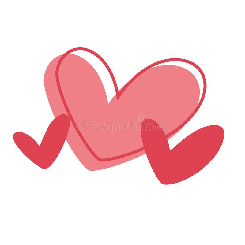 Pink Heart Doodle with Small Red Hearts Vector Illustration
