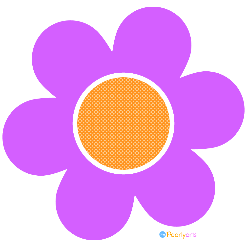 Purple Flower Vector Illustration with Orange Dotted Center