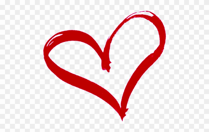 Red Heart Outline PNG - Hand Drawn Brushstroke Heart Icon Free Download