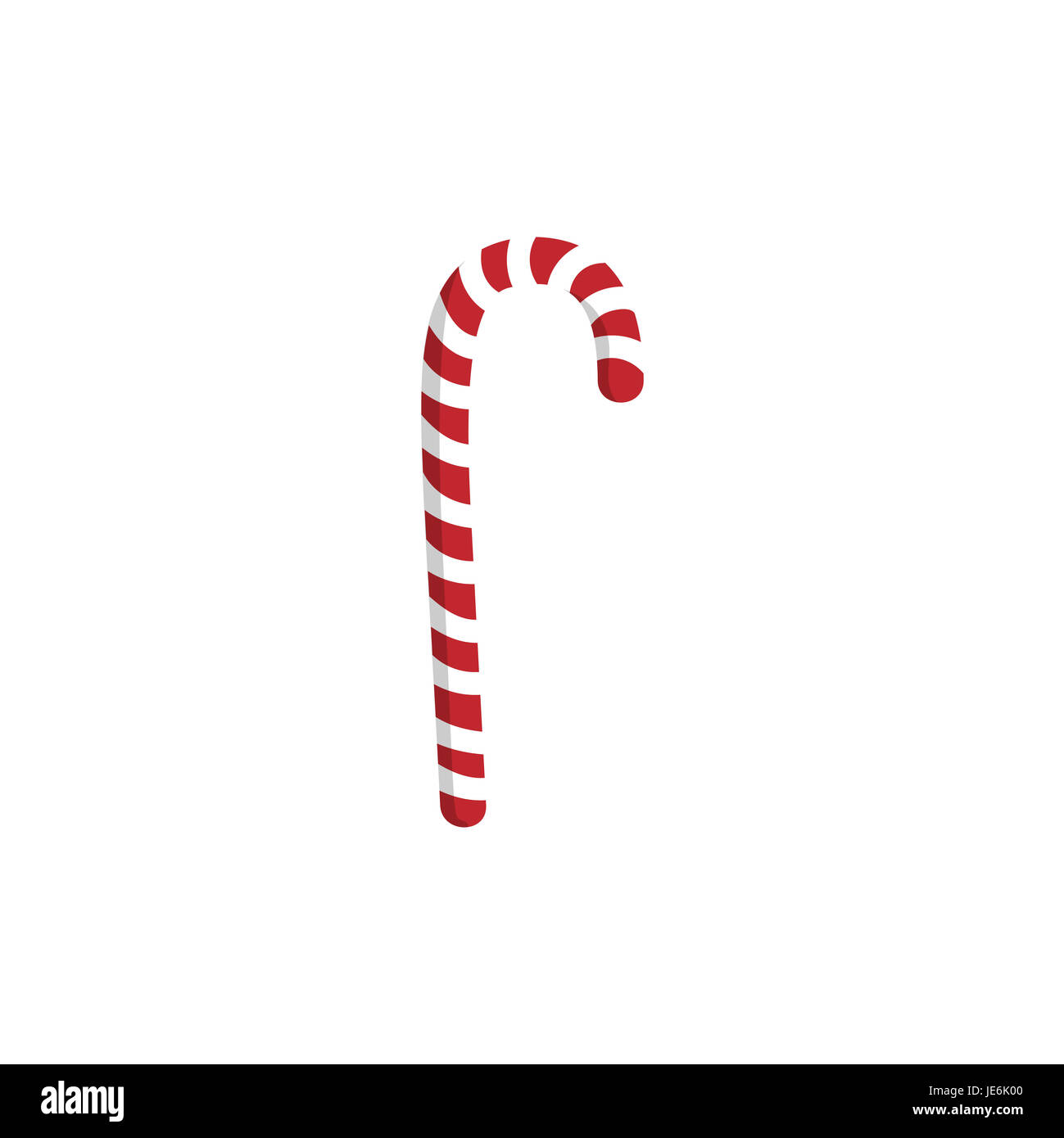 Red and white striped candy cane illustration isolated on white background