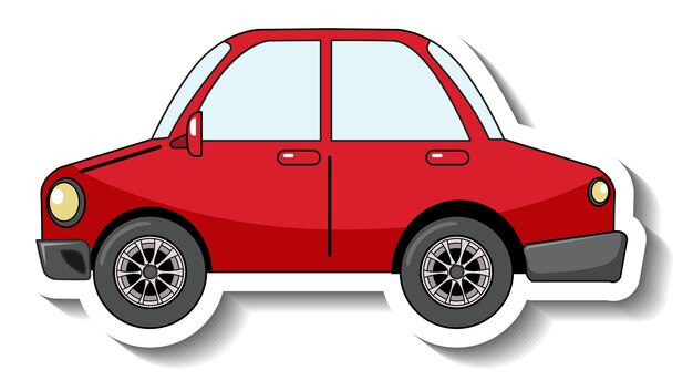 Red Car Cartoon Illustration and Vector Sticker Design