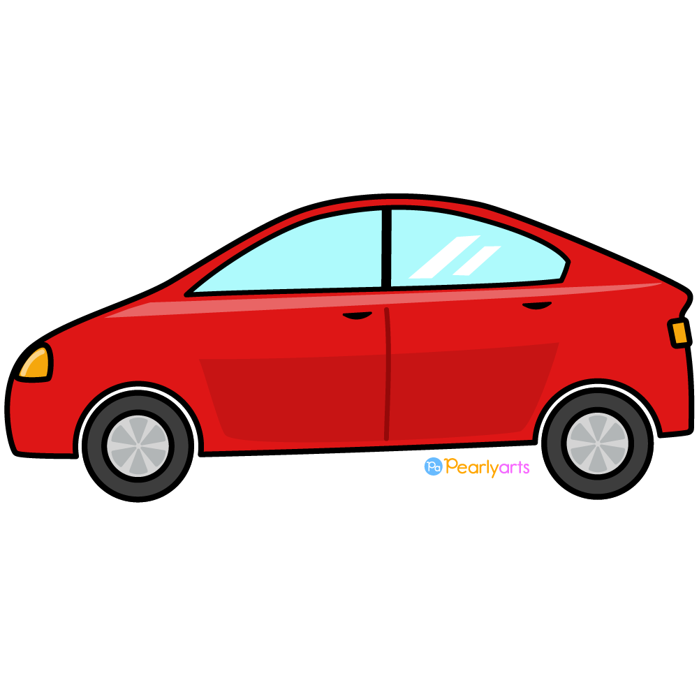 Red Car Illustration - Cartoon Side View Vector Art
