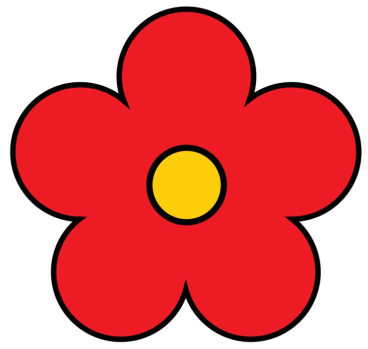 Red Flower Clipart - Simple Five Petal Design