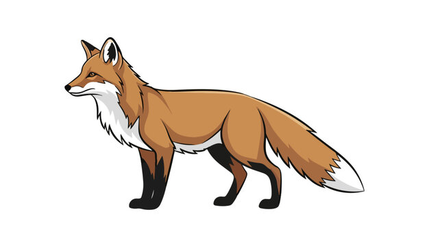 Red Fox Illustration - Standing Profile Vector Art