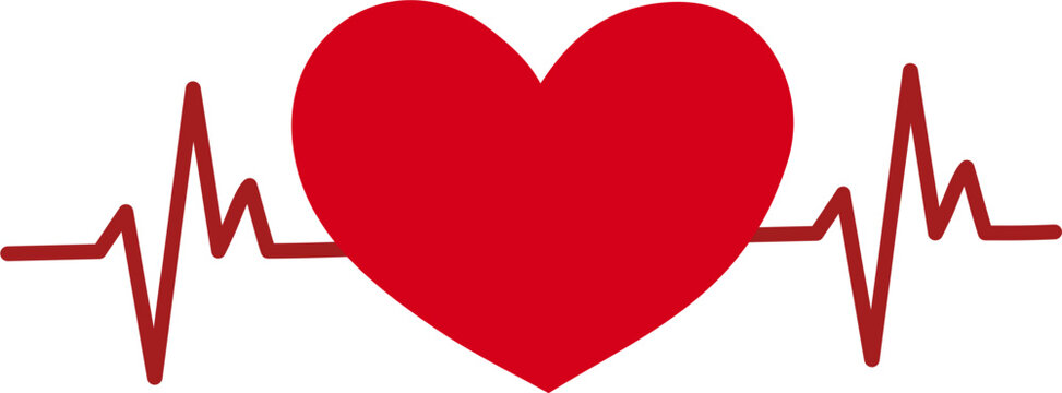 Red Heart with ECG Line | Heart Health & Cardiology Icon