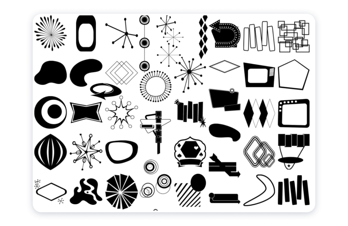 Retro Black & White Graphic Design Elements & Shapes Vector Pack